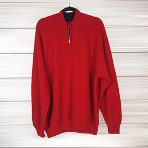 Vintage BEST Of SCOTLAND 100% Cashmere 1/4 Zip Red Sweater